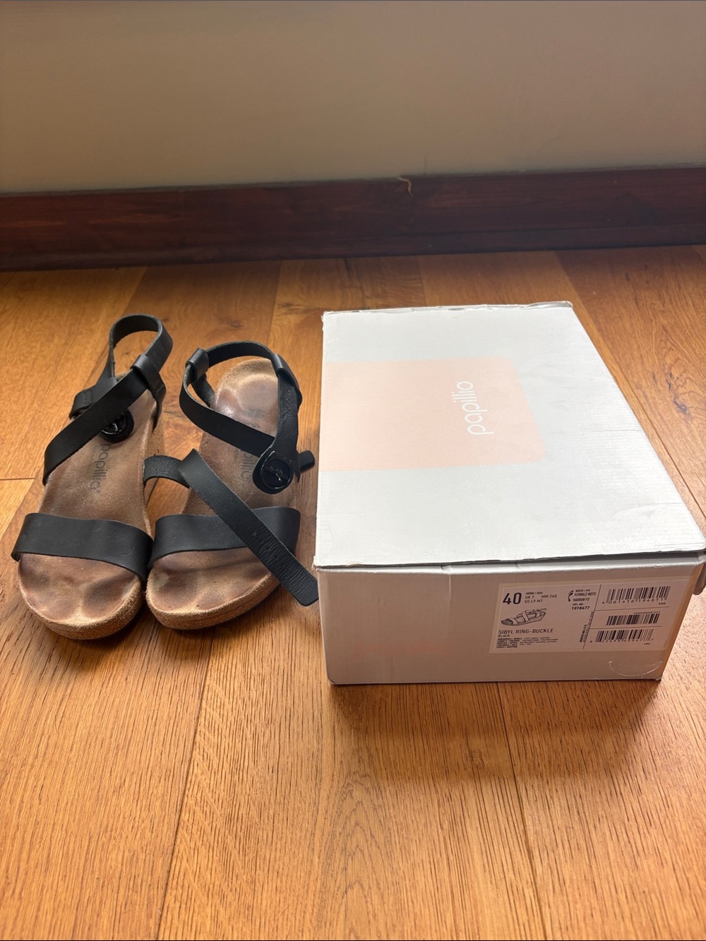 Papillio Black Strappy Cork Footbed Women's Sandals